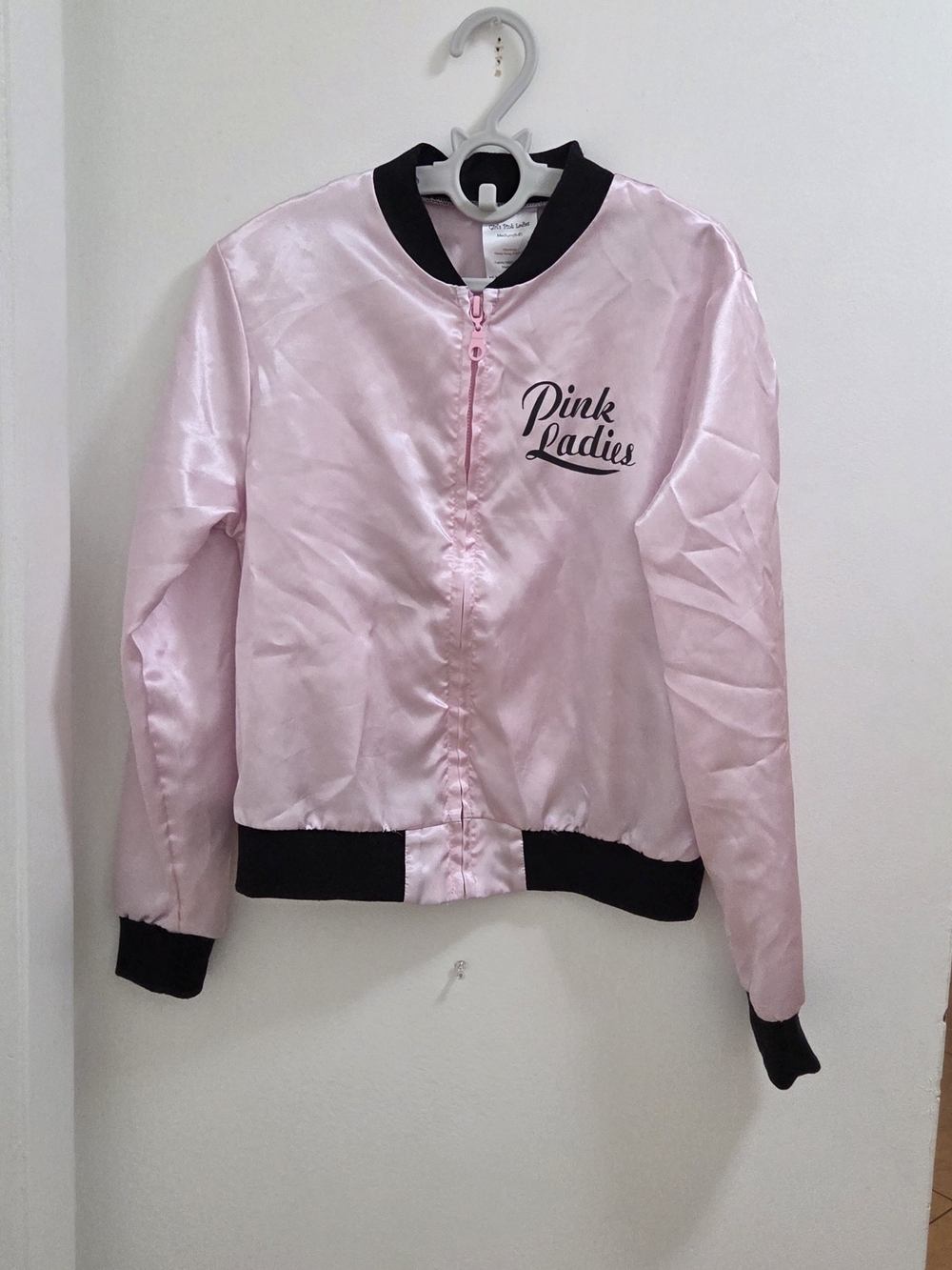 Pink Ladies Childen's Satin Bomber Jacket - Pink, Size Medium 6-8